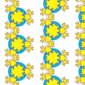 Fractal Snowflake yellow and blue half drop