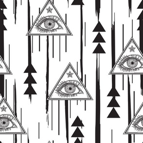 Witchy Spooky Black and White All Seeing Eye