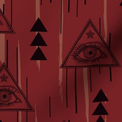 Witchy All Seeing Eye Pattern on Red
