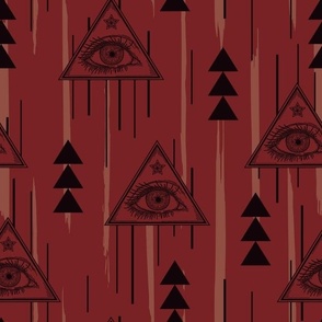 Witchy All Seeing Eye Pattern on Red