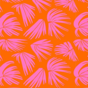 linocut leaves - orange & pink