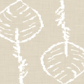 White Leaves - Beige Linen