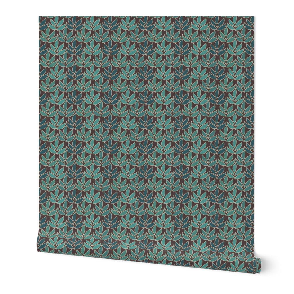 Leaf Texture Fabric new crop-bluegreen minagreen brown 1 small