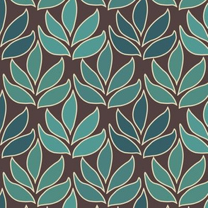 Leaf Texture Fabric new crop-bluegreen minagreen brown 1 small