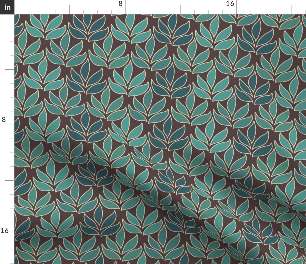 Leaf Texture Fabric new crop-bluegreen minagreen brown 1 small