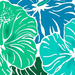 green blue_Hibiscus_Line