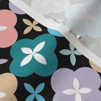 Floral Tiles - Colorful Geometric Shapes on Dark / Medium