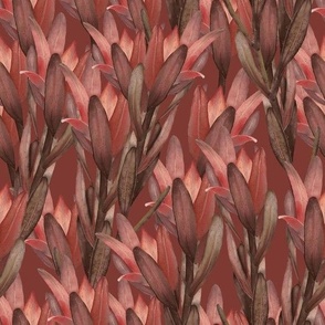 red dracaena branches | berry red | watercolor Velvet collection