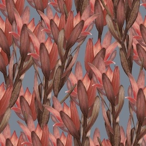 red dracaena branches | evening grey | watercolor Velvet collection