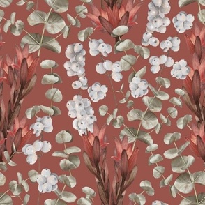 eucalyptus red dracaena snowberries | terracotta | watercolor Velvet collection