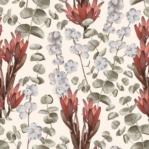 eucalyptus red dracaena snowberries | cream | watercolor Velvet collection