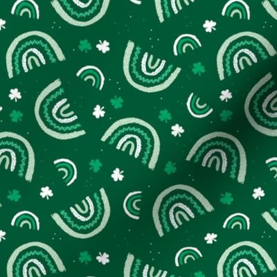 St Patrick rainbows and clovers st patrick's day green irish themed holiday design pine green 