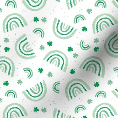 St Patrick rainbows and clovers st patrick's day green irish themed holiday design green mint on white 