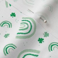 St Patrick rainbows and clovers st patrick's day green irish themed holiday design green mint on white 