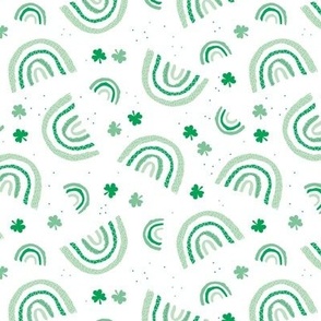 St Patrick rainbows and clovers st patrick's day green irish themed holiday design green mint on white 