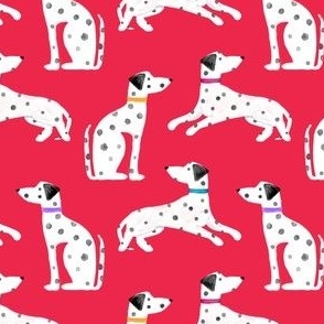 Watercolor Dalmatian Dogs Red