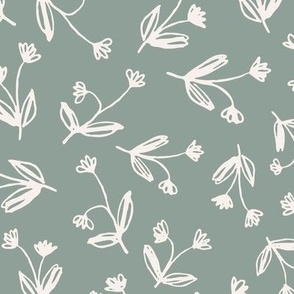 Nathalie 1 sage green /  delicate and playful, sweet floral pattern