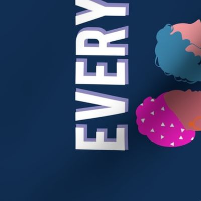 Every day we glow International Women's Day wall hanging or tea towel // midnight navy blue background violet purple curious blue shocking pink and orange copper humans 