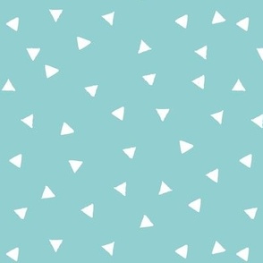 Small scale // Topsy turvy irregular triangles coordinate // mint background white triangular shapes 