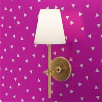 Small scale // Topsy turvy irregular triangles coordinate // shocking pink background white triangular shapes 