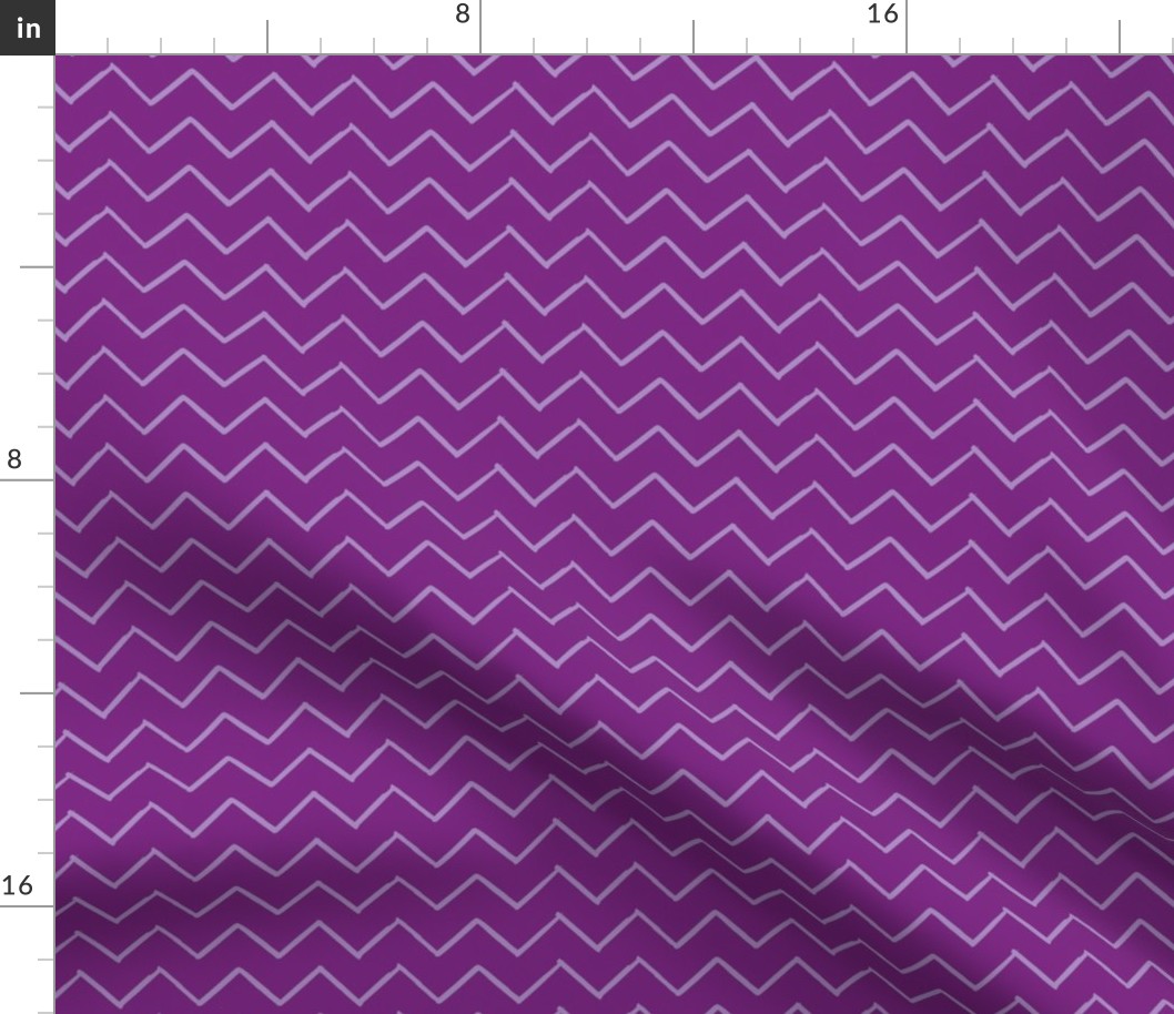 Small scale // Grunge brush stroke zig zag horizontal stripes // purple background violet brushes