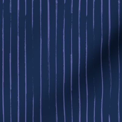Small scale // Grunge brush stroke vertical stripes // midnight navy blue background very peri brushes