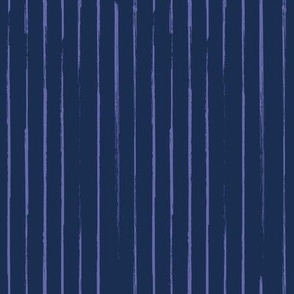 Small scale // Grunge brush stroke vertical stripes // midnight navy blue background very peri brushes