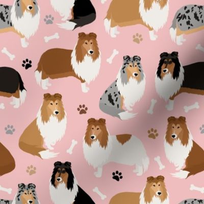 Rough Collie Paws and Bones Pink