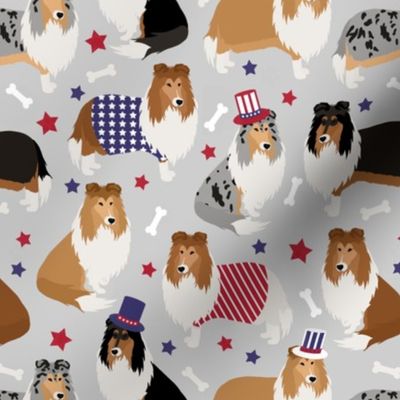 Patriotic Rough Collie Gray