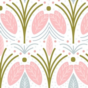 Pink Green Palm Springs Floral Art Deco Theme