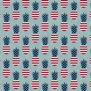(small scale) Stars and Stripes Pineapples - blue - LAD22