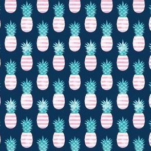 (small scale) Stars and Stripes Pineapples - pink and teal - LAD22