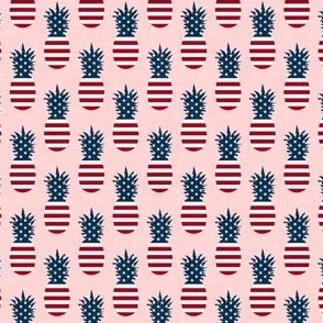 (small scale) Stars and Stripes Pineapples - pink - LAD22