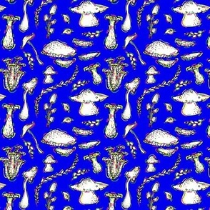 Trippy Psychedelic Mushrooms on Blue