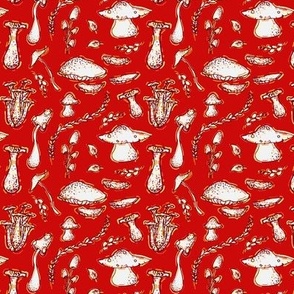 Trippy Psychedelic Mushrooms on Red