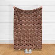 Library of cats and books kitten and cat lovers reading theme design neutral beige gray on rust copper stone red brown