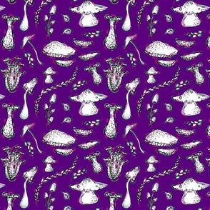 Trippy Psychedelic Mushrooms on Purple
