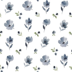 Payne's Gray Watercolor Florals