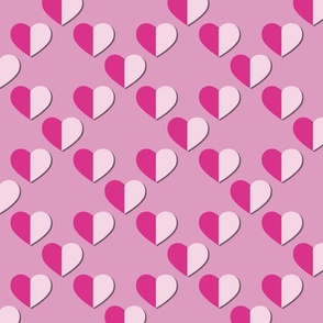 Pink Hearts on Diagonal