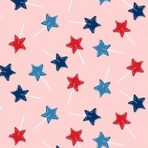 (small scale) Star lollipops - red white and blue - Stars and Stripes - pink - LAD22