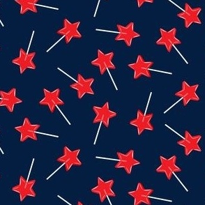 (small scale) Star lollipops - red white and blue - Stars and Stripes - red on navy - LAD22
