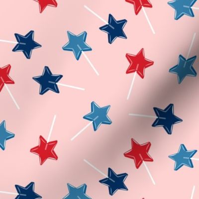 Star lollipops - red white and blue - Stars and Stripes - pink - LAD22