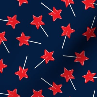 Star lollipops - red white and blue - Stars and Stripes - red on navy - LAD22