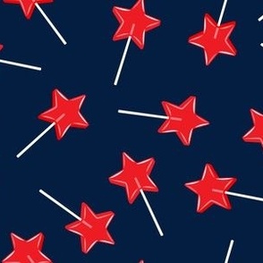 Star lollipops - red white and blue - Stars and Stripes - red on navy - LAD22