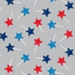 (small scale) Star lollipops - red white and blue - Stars and Stripes - grey - LAD22