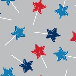 Star lollipops - red white and blue - Stars and Stripes - grey - LAD22
