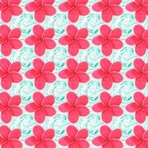 Pink Plumeria with Teal and White