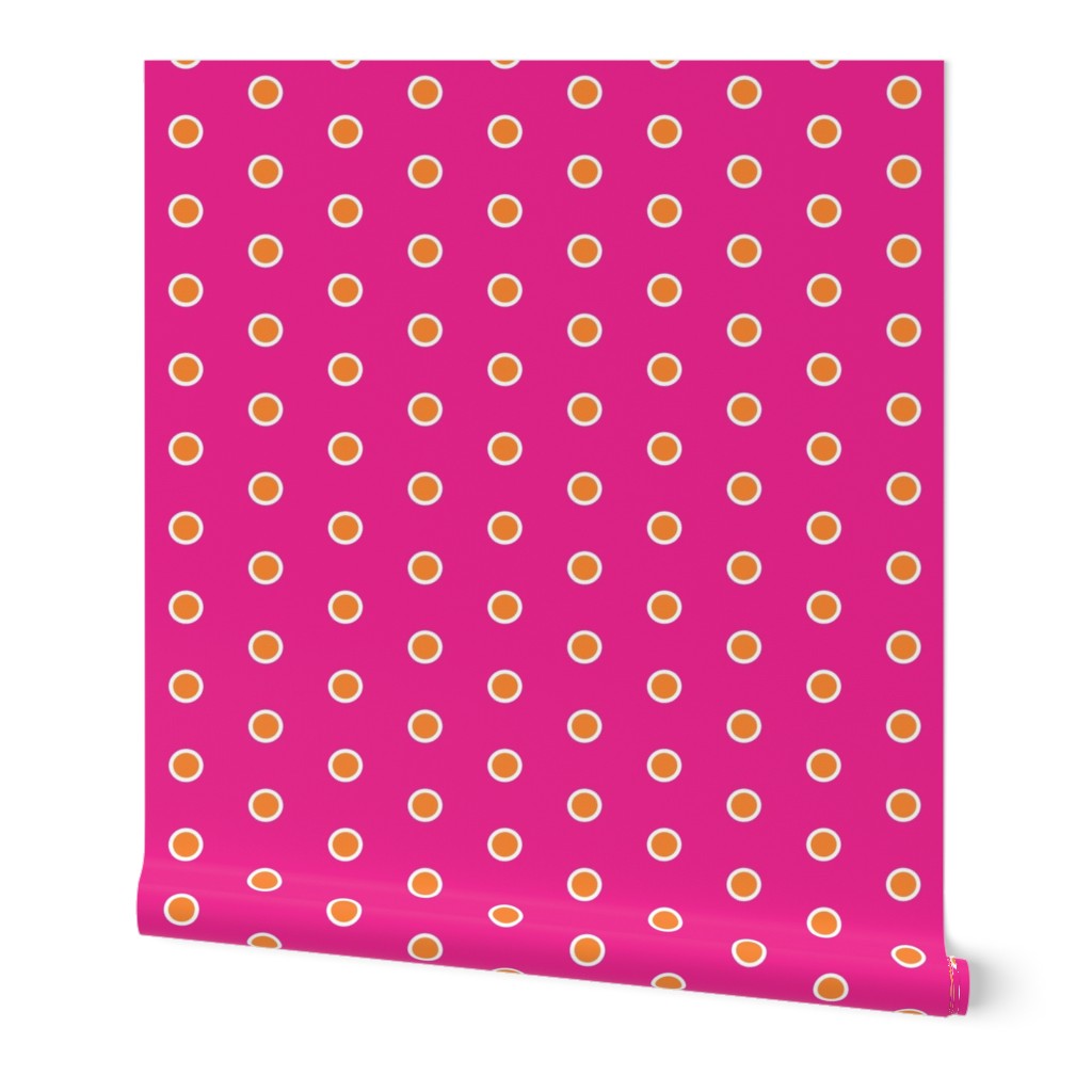 Frosty Mandarin Polka Dots on Hotpink