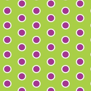 Frosty Violet Polka Dot on Lime Green