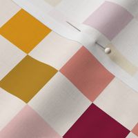 Retro Checkerboard in Beige Pink Burgundy Green Mustard Geometric Check